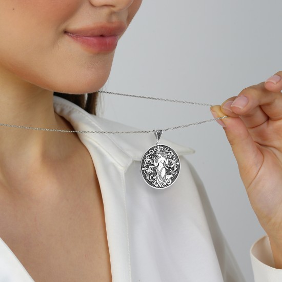 Aphrodite Goddess Medallion 925 Sterling Silver Pendant  - Mythology Pendant - Greek Goddess - Mythical pendant - Gift For Her