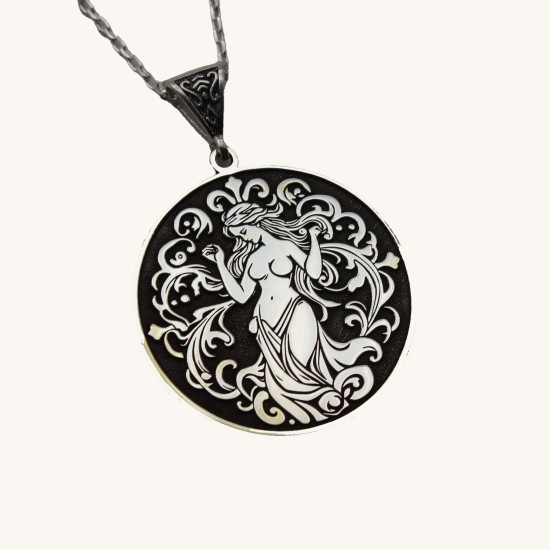 Aphrodite Goddess Medallion 925 Sterling Silver Pendant  - Mythology Pendant - Greek Goddess - Mythical pendant - Gift For Her