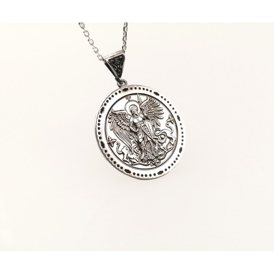 Archangel Medallion 925 Sterling Silver Pendant - Spiritual Guidance Necklace - Religious Gifts - Spiritual Jewelry 