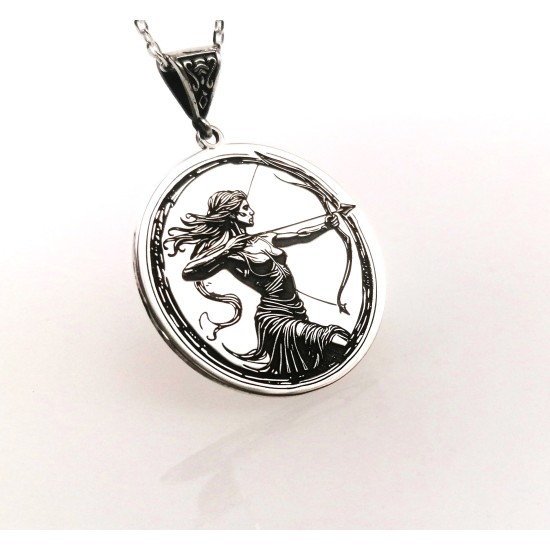 Artemis Goddess 925 Sterling Silver Pendant - Greek Goddess Necklace - Spiritual Gifts - Greek Mythology - Goddess Jewelry