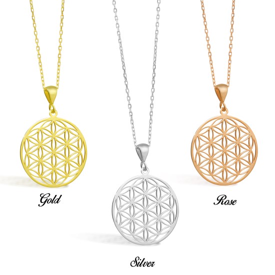 Flower of life  925 Sterling  Silver Pendant - Flower seed necklace - Silver flower jewelry