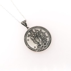 Fortuna Goddess Medallion 925 Sterling Silver Pendant -  Roman Mythology - Good Fortune Charms - Spiritual Gifts