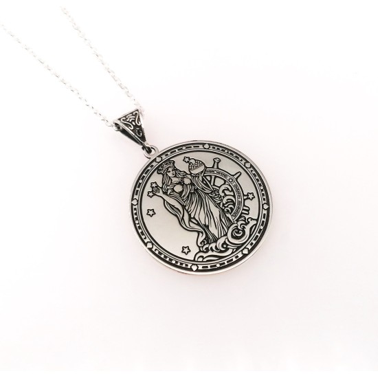 Fortuna Goddess Medallion 925 Sterling Silver Pendant -  Roman Mythology - Good Fortune Charms - Spiritual Gifts