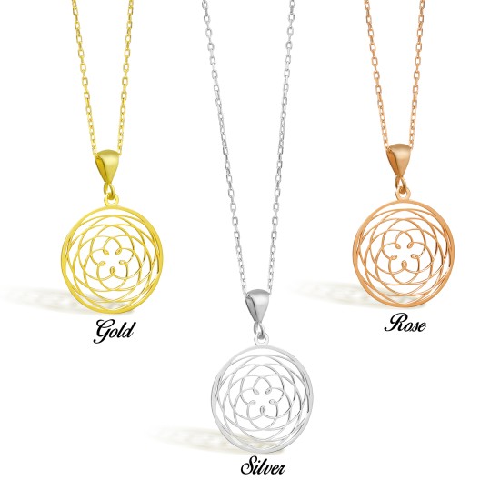 Rose of Venus 925 Sterling Silver Pendant - Flower of life Design - Metaphysical Pendant