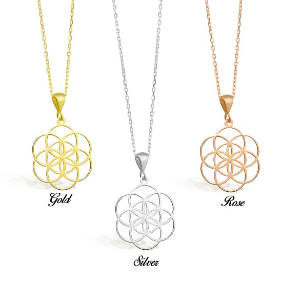 Seed of Life 925 Sterling Silver Necklace - Sacred Geometry - Spiritual Jewelry