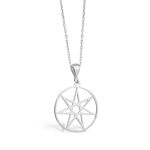 Septagram 925 Sterling Silver Pendant - Seven-Pointed Star Necklace - Artisanal Silver Pendant