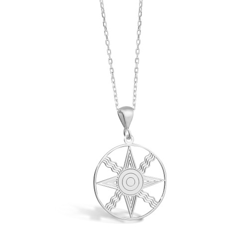 Sumerian Sun Star 925 Sterling Silver Pendant - Mythology Necklace - Historical jewelry Design