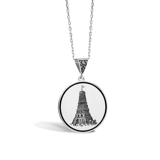 Tower of Babel 925 Sterling Silver Pendant - Historical jewelry Design - Mythology jewelry